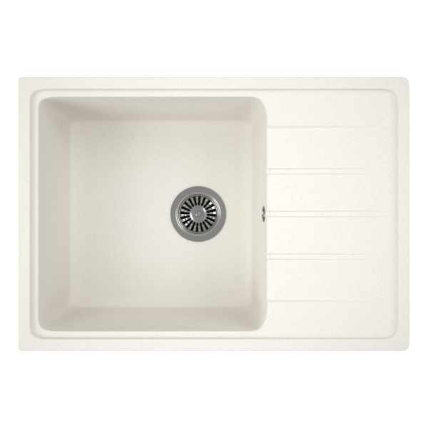 Мойка для кухни с крылом BAU Stil Pro 60х42 без выпуска, белый песок