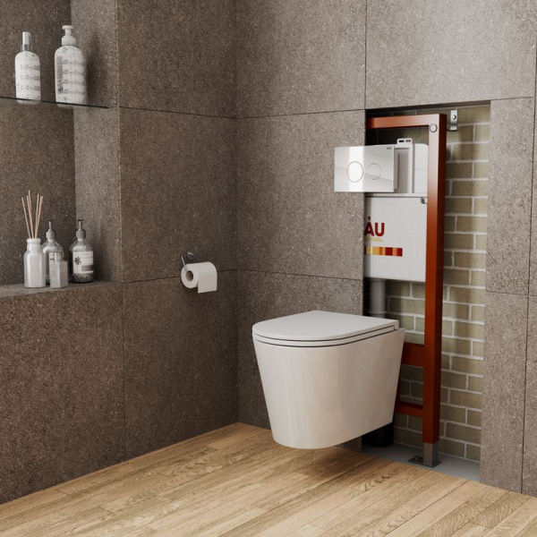 Комплект BAU 6 в 1: инсталляция BAU PRO, унитаз подвесной торнадо Bau Nimb Hurricane-2, сиденье дюропласт микролифт, клавиша из стекла BAU Dream