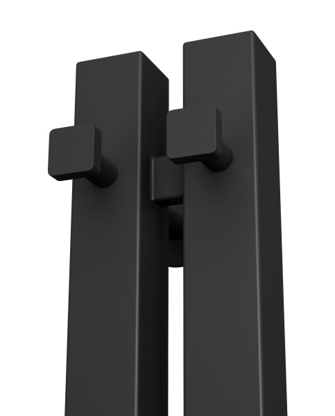 Полотенцесушитель, дизайн-радиатор электрический квадратный профиль Маргроид BAU Inaro 120х6, 4 крючка, черный матовый RAL 9005 с таймером