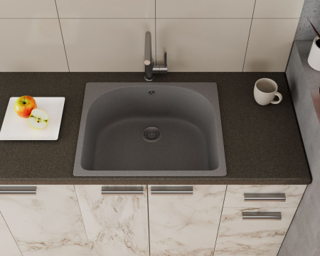 Мойка для кухни BAU Mif Gray stone 59х51, выпуск с сифоном в комплекте, серый камень