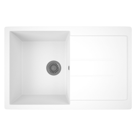 Мойка для кухни оборачиваемая с крылом BAU Stil White snow 77х50, выпуск с сифоном в комплекте, белый снег