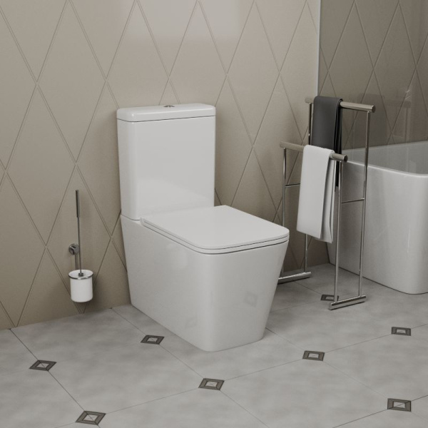 Унитаз напольный безободковый торнадо обратного потока Bau Stil Hurricane-2, усиленное бысросъемное сиденье дюропласт микролифт