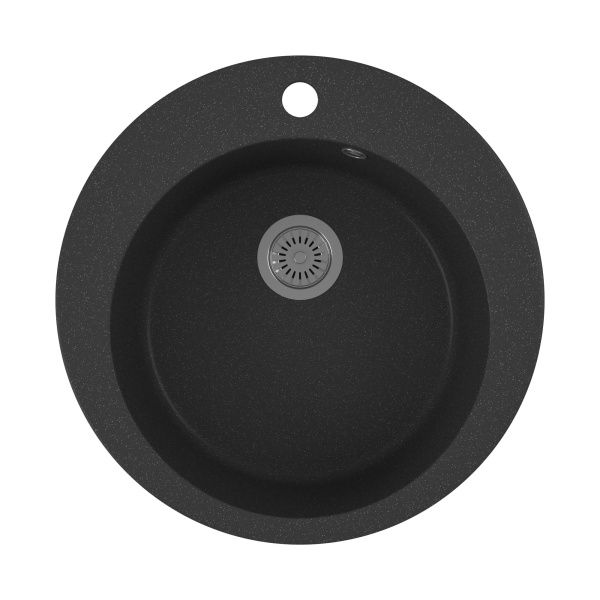 Мойка для кухни BAU Dream Black stone D 50, выпуск с сифоном в комплекте, черный камень