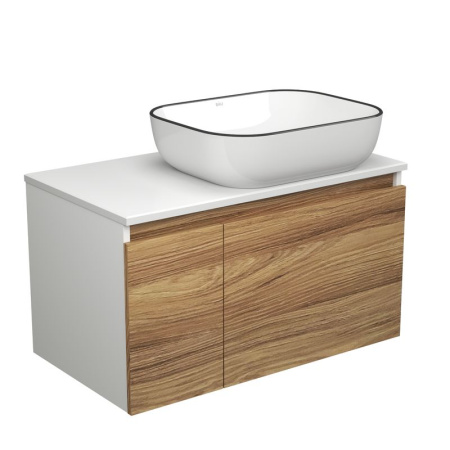 Тумба с раковиной (тумба подвесная под раковину Bau Dream Blackwood 80 + раковина санфаянс накладная BAU Stil Black Rand 50х40, белая)