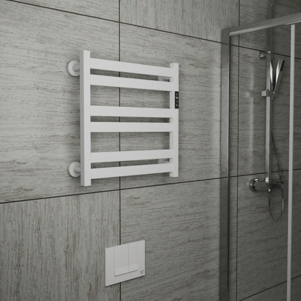 Полотенцесушитель дизайнерский электрический BAU Elite White 53х52, подключение справа, белый матовый