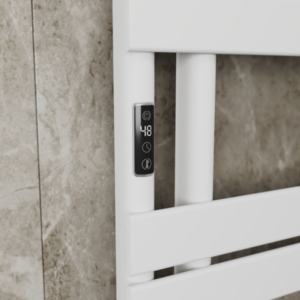 Полотенцесушитель дизайнерский электрический BAU Eastern Wind White 80х50, подключение нижнее, белый матовый