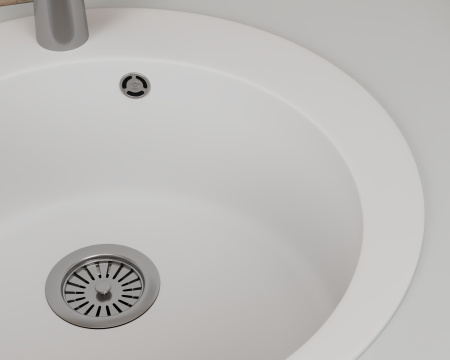 Мойка для кухни BAU Dream White snow D 50, выпуск с сифоном в комплекте, белый снег