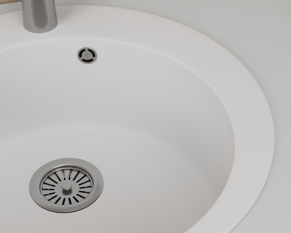 Мойка для кухни BAU Dream White snow D 50, выпуск с сифоном в комплекте, белый снег