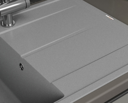 Мойка для кухни врезная кварцевая в комплекте с сифоном BAU Stil Gray silk 78х51, серый шёлк