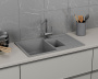 Мойка для кухни оборачиваемая, полуторная чаша с крылом BAU Stil Gray stone 77х50, выпуск с сифоном в комплекте, серый камень