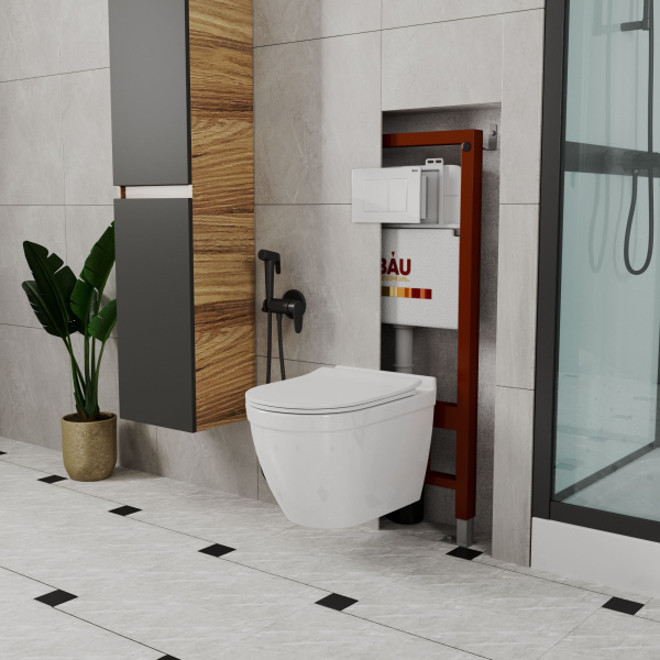 Унитаз подвесной безободковый Bau Mif PRO, быстросъемное сиденье микролифт