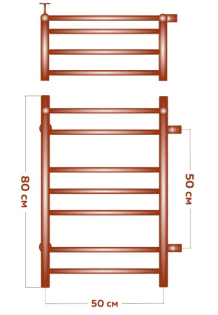 Полотенцесушитель водяной с полкой Маргроид BAU В10 50х80, П7 (2+3+2) боковое подключение 50, черный матовый RAL 9005