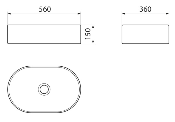 Раковина накладная со смесителем и выпуском (овальная BAU Nimb 56х36, белая + смеситель Hotel Still, нер. сталь, выпуск клик-клак черный)