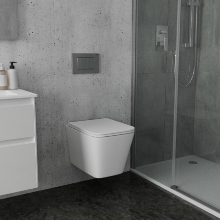 Унитаз подвесной безободковый вихревой со скрытым сливом Bau Stil Hurricane3, сиденье дюропласт микролифт