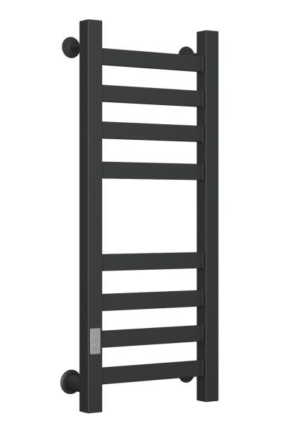 Полотенцесушитель электрический профильный Маргроид BAU В81/10 30х80, 2 вставки 4х4 размер 30*10, черный матовый RAL 9005 с таймером слева