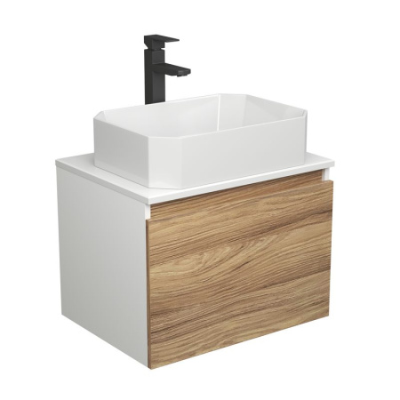 Комплект для ванной, 3 предмета (Тумба подвесная Bau Blackwood 60 + Раковина BAU Hotel 51х37, Смеситель высокий Hotel Black, черный)