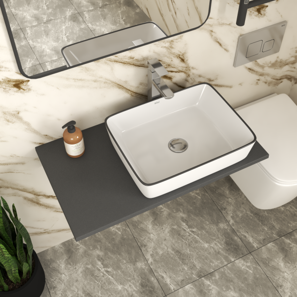 Столешница кварц под накладную раковину BAU Hotel 80 с кронштейнами, серый металлик - MRY0014