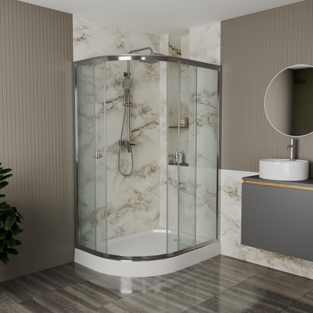 Душевой уголок BAU Dream Hit с поддоном 120x85х195, прозрачное закаленное стекло, хромированный профиль, правая