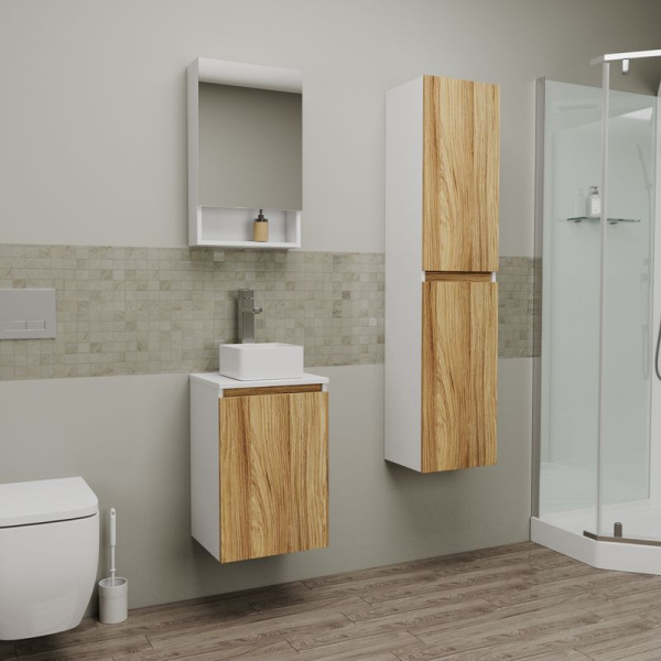 Комплект для ванной, 3 предмета (Тумба Bau Dream Blackwood 40, раковина BAU Mini 24х24, смеситель для раковины Potato Hotel, хром)