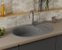 Мойка для кухни оборачиваемая овальная BAU Nimb Gray stone 78х50, выпуск с сифоном в комплекте, серый камень