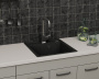 Мойка для кухни врезная кварцевая в комплекте с сифоном BAU Stil Black 46х51, черный