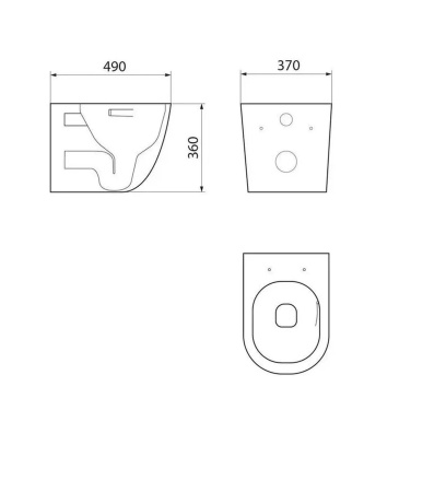 Комплект BAU 6 в 1: усиленная инсталляция BAU IDEAL, унитаз подвесной безободковый вихревой Bau Nimb Hurricane3, сиденье дюропласт микролифт, клавиша BAU Round, черная матовая