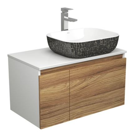 Комплект для ванной, 3 предмета (тумба Bau Dream Blackwood 80 + раковина BAU Stil Black White 50х40, белая/черная, смеситель высокий Hotel Still)