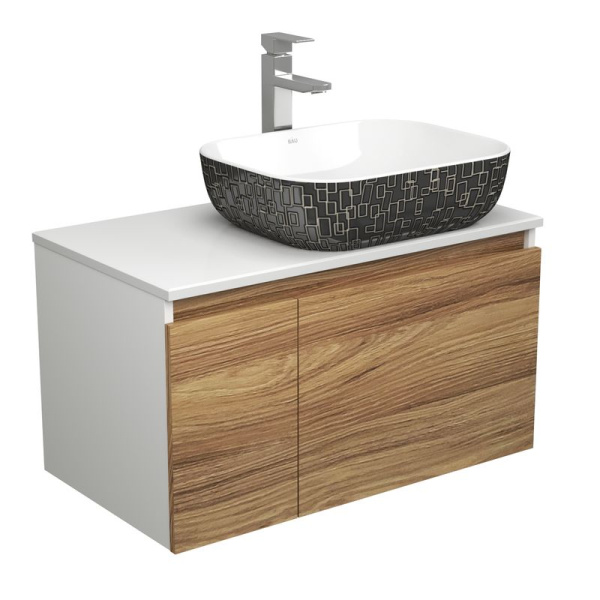 Комплект для ванной, 3 предмета (тумба Bau Dream Blackwood 80 + раковина BAU Stil Black White 50х40, белая/черная, смеситель высокий Hotel Still)