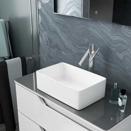 Раковина накладная прямоугольная BAU Hotel mini 37х23, белая + выпуск клик-клак, черный