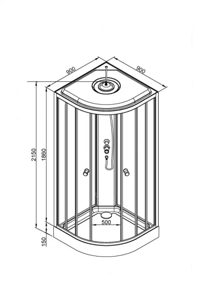 Душевая кабина BAU Dream Hit Black 100x100х215, прозрачное закаленное стекло, черная