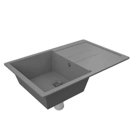 Мойка для кухни оборачиваемая с крылом BAU Stil Gray stone 77х50, выпуск с сифоном в комплекте, серый камень