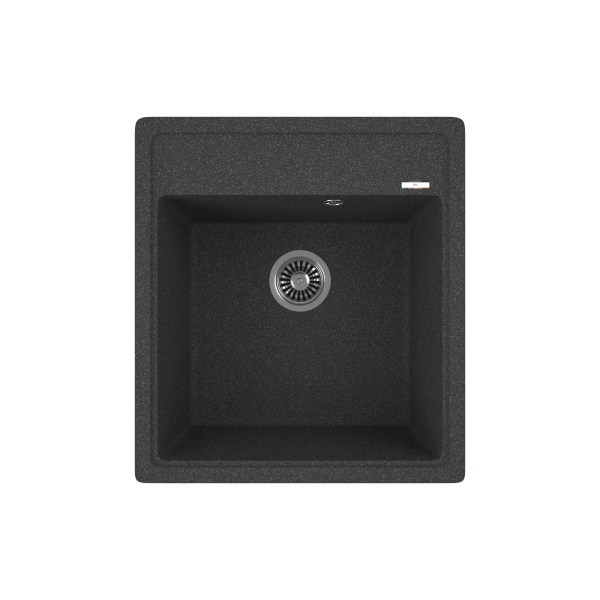 Мойка для кухни врезная кварцевая в комплекте с сифоном BAU Stil Black 46х51, черный