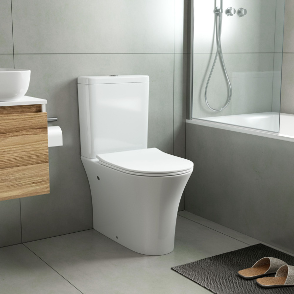 Унитаз напольный безободковый Bau Spectrum LUX, быстросъемное тонкое сиденье дюропласт микролифт