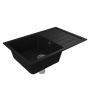 Мойка для кухни оборачиваемая с крылом BAU Stil Black coal 75х50, выпуск с сифоном в комплекте, черный уголь