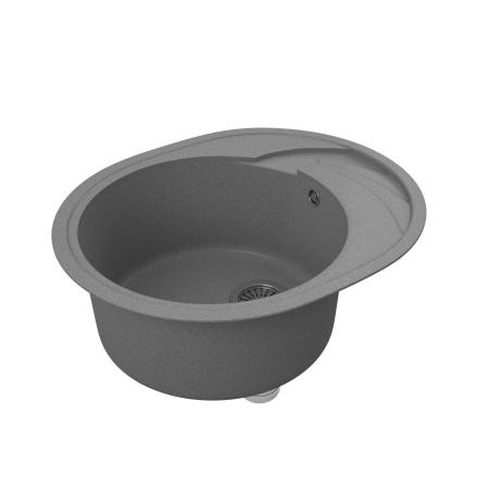 Мойка для кухни оборачиваемая овальная BAU Nimb Gray stone 58х47, выпуск с сифоном в комплекте, серый камень