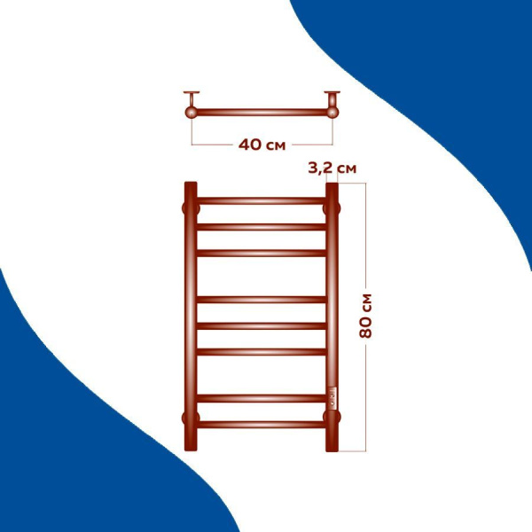 Полотенцесушитель электрический Маргроид BAU В10 Gun Grey 40х80, П8 темно-серый металлик с таймером с таймером справа
