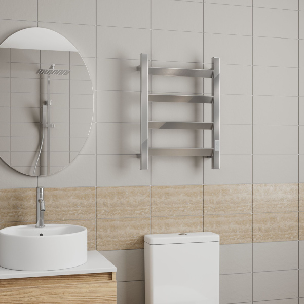 Полотенцесушитель электрический профильный BAU Hotel Veer 40х60, 4 планки , универсальный, нерж. сталь полированная