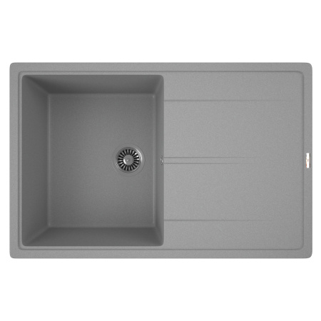 Мойка для кухни врезная кварцевая в комплекте с сифоном BAU Stil Gray silk 78х51, серый шёлк