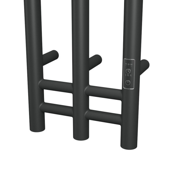 Полотенцесушитель дизайнерский электрический, BAU Stella 25х160, 3 коллектора, 2 крючка, черный матовый RAL 9005