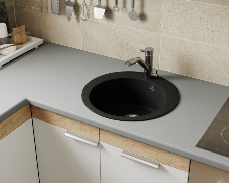 Мойка для кухни BAU Dream Pro D 48, без выпуска, черный камень