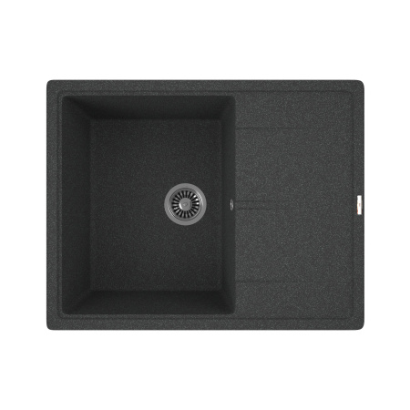Мойка для кухни врезная кварцевая в комплекте с сифоном BAU Stil Black 65х51, черный