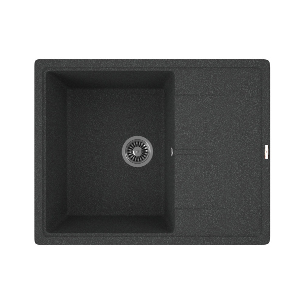 Мойка для кухни врезная кварцевая в комплекте с сифоном BAU Stil Black 65х51, черный