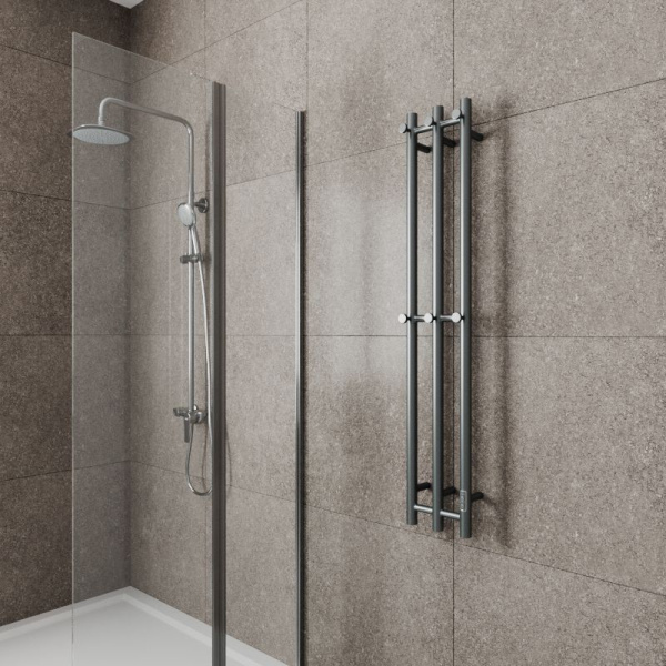 Полотенцесушитель, дизайн-радиатор электрический Маргроид BAU Inaro III Gun Grey 120х18, темно-серый металлик с таймером