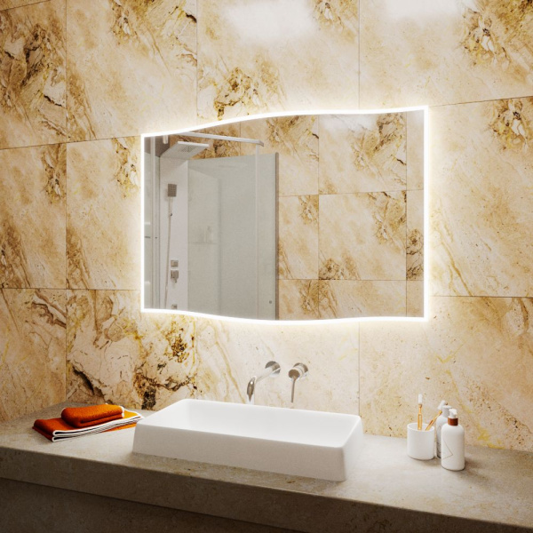 Зеркало Bau Plaza Limited Edition 1050х745, сенсор на взмах, c LED подсветкой, защитный корпус с высокой светопроницаемостью, теплый свет