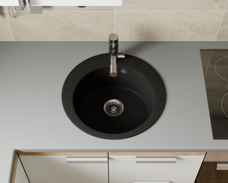 Мойка для кухни BAU Dream Pro D 48, без выпуска, черный камень