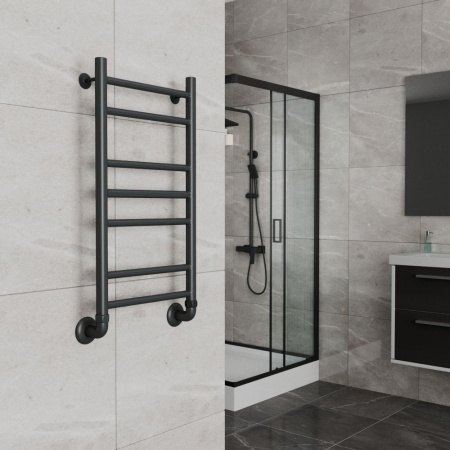 Полотенцесушитель водяной Маргроид BAU В10 40х80, П7 (2+3+2) нижнее подключение 40, черный матовый RAL 9005