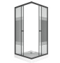 Душевой уголок квадратный BAU Stil pattern 90х90х195, с поддоном 12,5 см, закаленное стекло толщиной 5 мм, черные профили, с сифоном