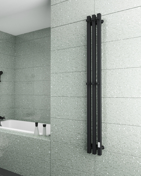 Полотенцесушитель, дизайн-радиатор электрический квадратный профиль Маргроид BAU Inaro III 150х12, черный матовый RAL 9005 с таймером