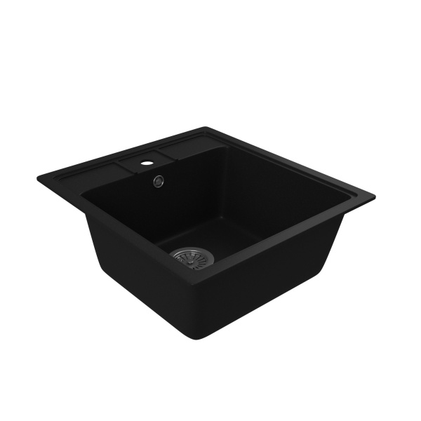 Мойка для кухни BAU Stil Black coal 45х50, выпуск с сифоном в комплекте, черный уголь