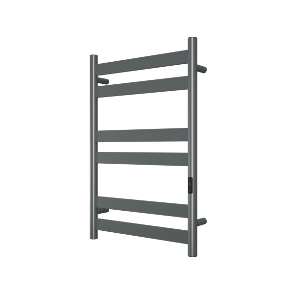 Полотенцесушитель дизайнерский электрический, профильный BAU Mix Gun Grey 50х80, 6 планок, универсальный, темно-серый металлик